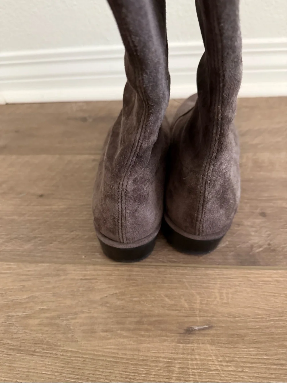 Stuart Weitzman Lowland Over-the-Knee Suede Flat Boots - Dark Gray